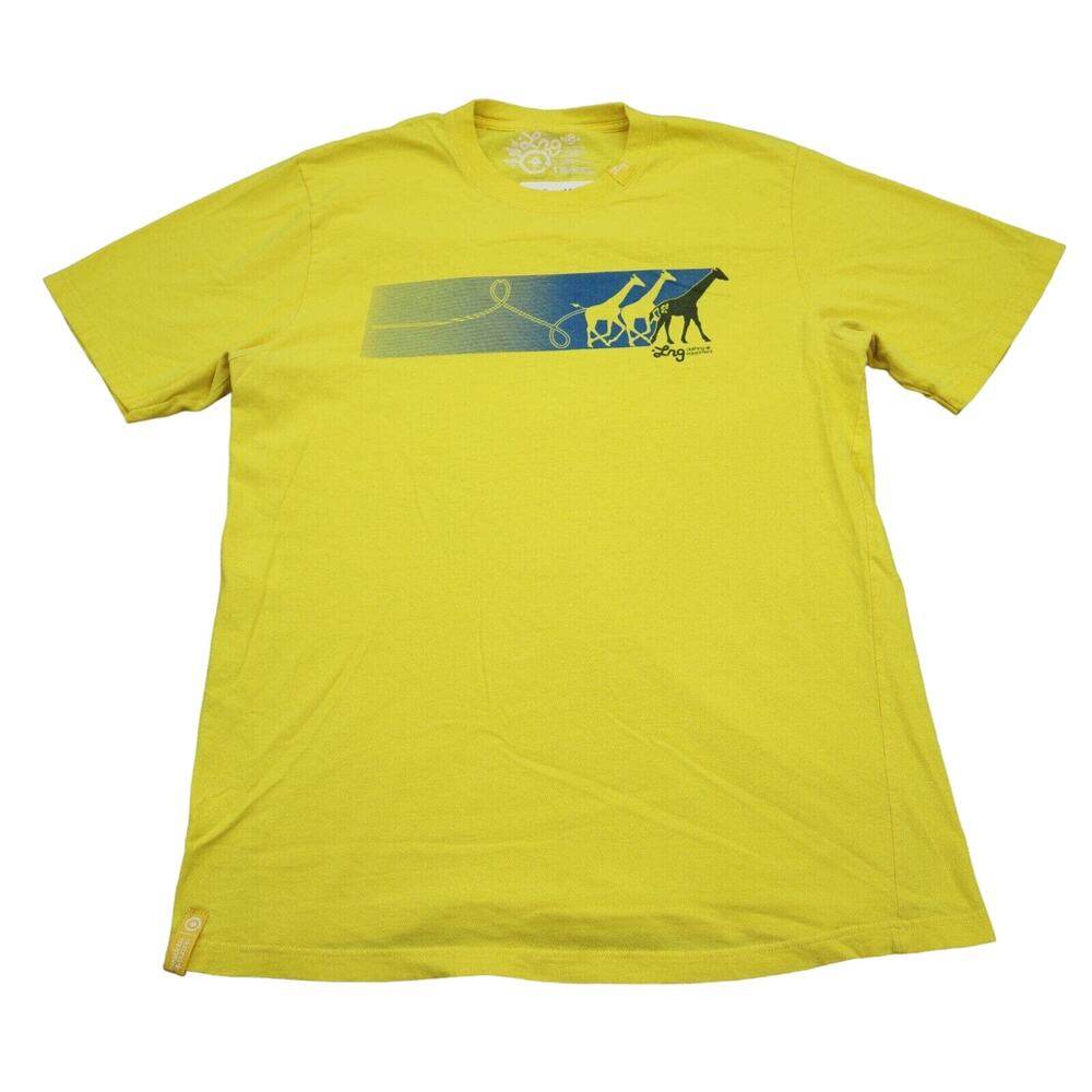 LRG Shirt Mens L Yellow Short Sleeve Crew Neck Graphic Print Cotton Casual Tee